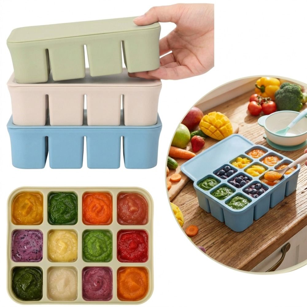 Freezer Tray Baby - Wadah Penyimpanan Makanan Bayi dengan Tutup,