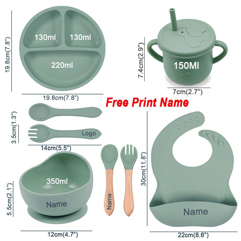 Set peralatan makan silikon un - Baby Food Logo ulasan dan harga