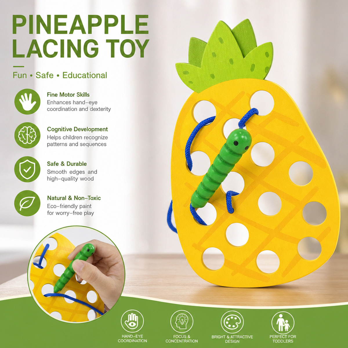Mainan Puzzle Nanas dari Kayu  - Baby Food Eat ulasan dan harga